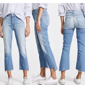 MOTHER crop step fray shake well wash jeans